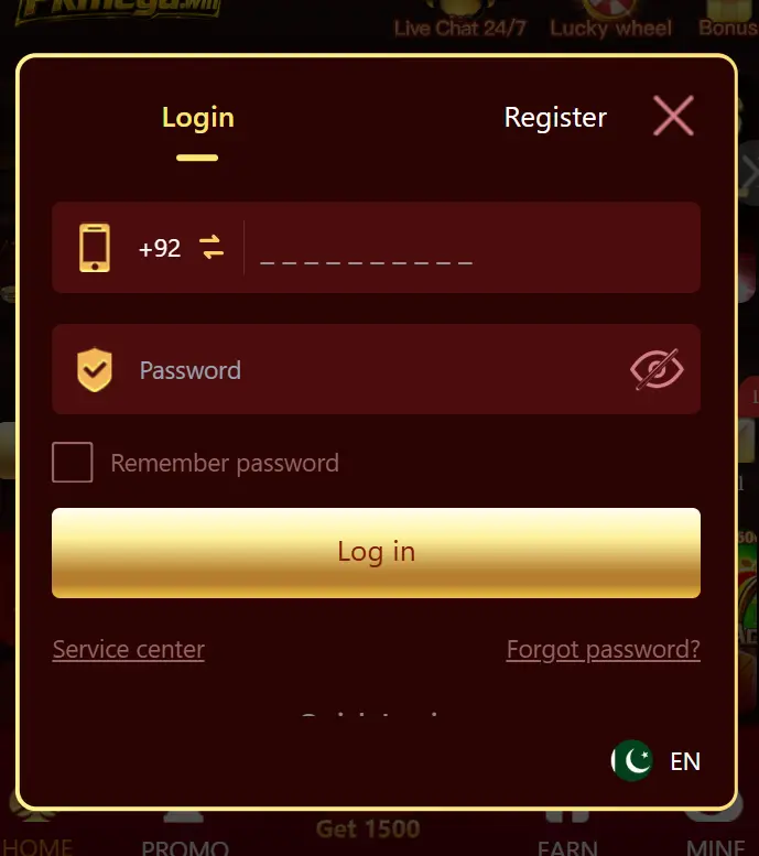 PKMEGA game Registeration and login image